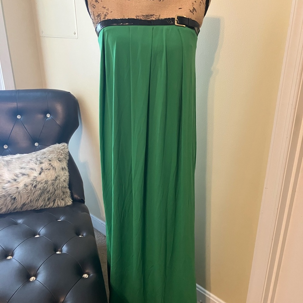 Elegant Green Strapless Maxi Dress